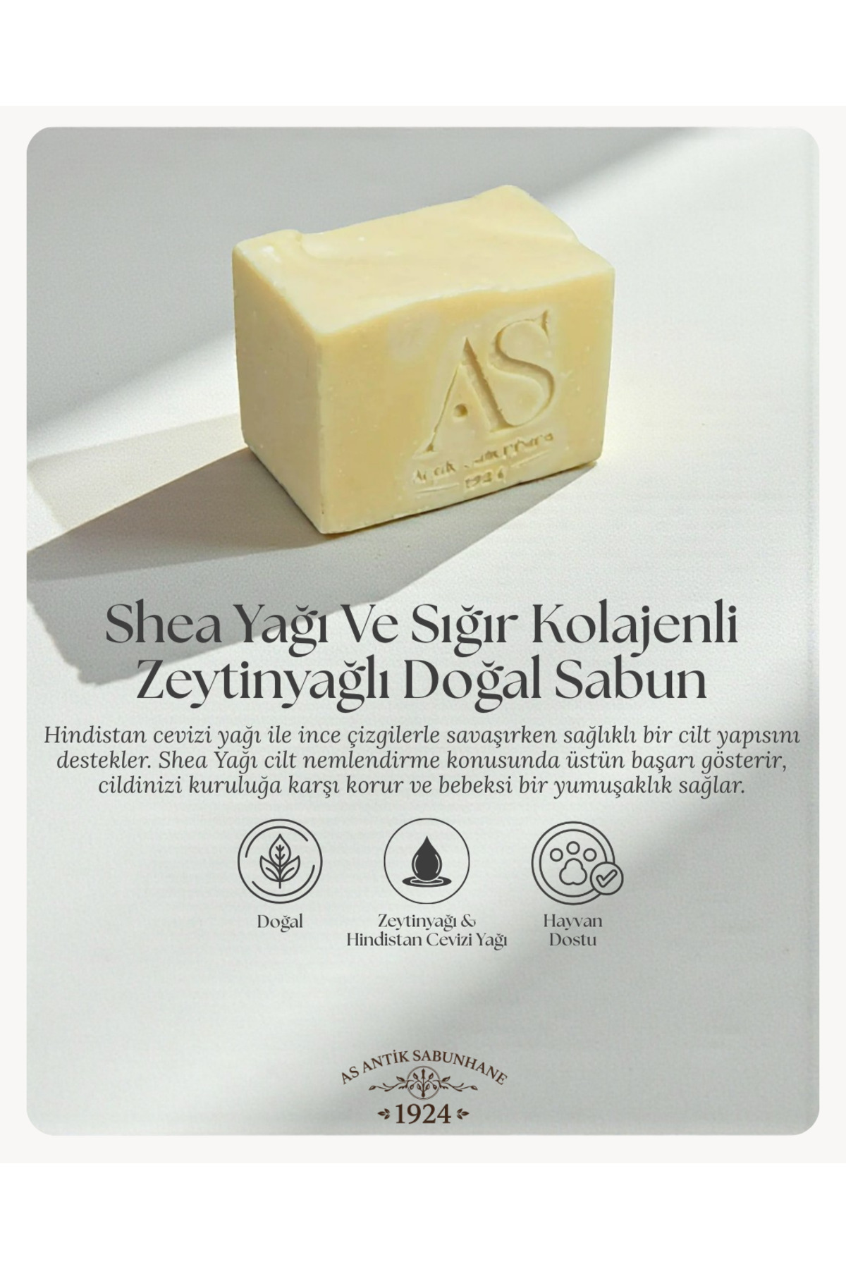 Shea Yağı Ve Sığır Kolajenli Zeytinyağlı Doğal Sabun