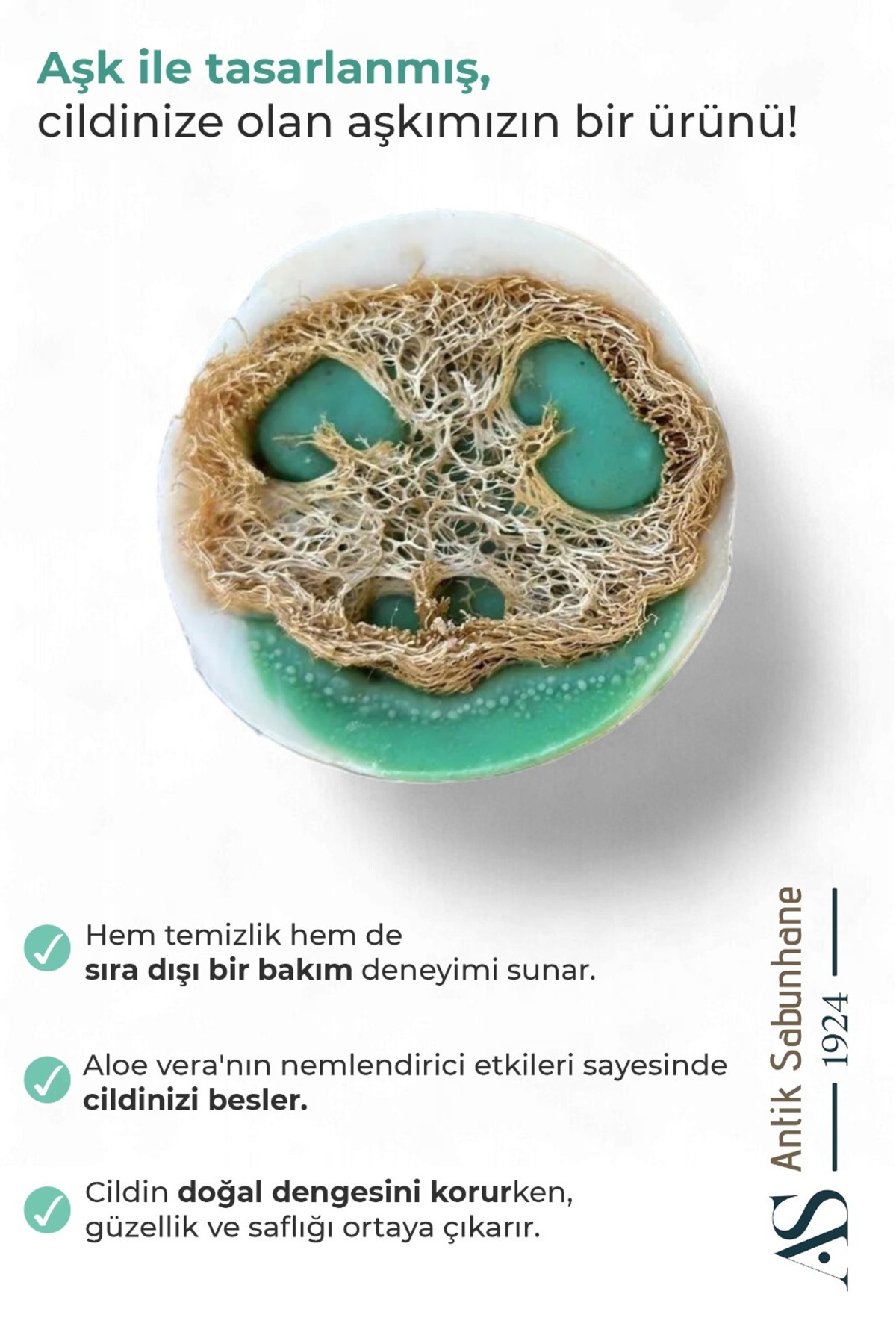Cildinize Aşk Katan Aloe Vera Kabak Lifli Sabun — görsel 2