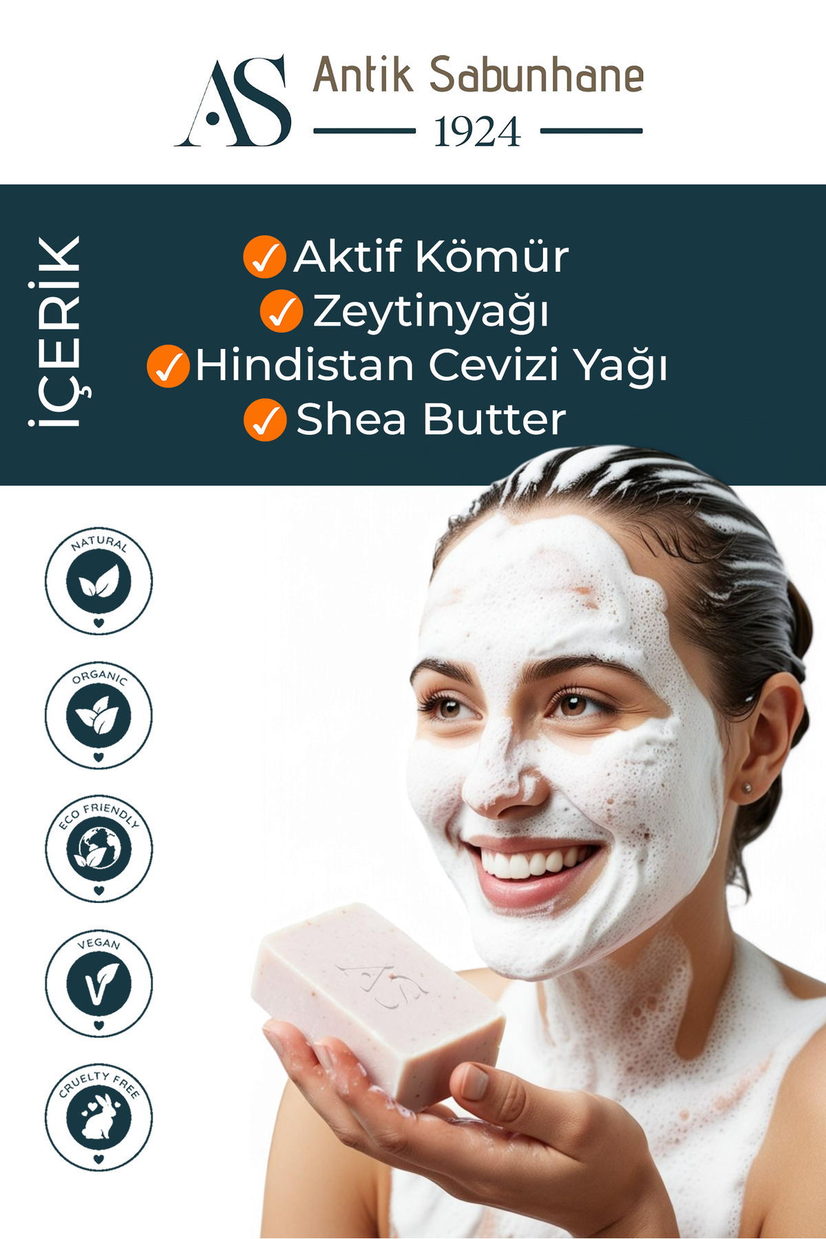 Doğal Aktif Kömür Zeytinyağlı Sabun — görsel 3