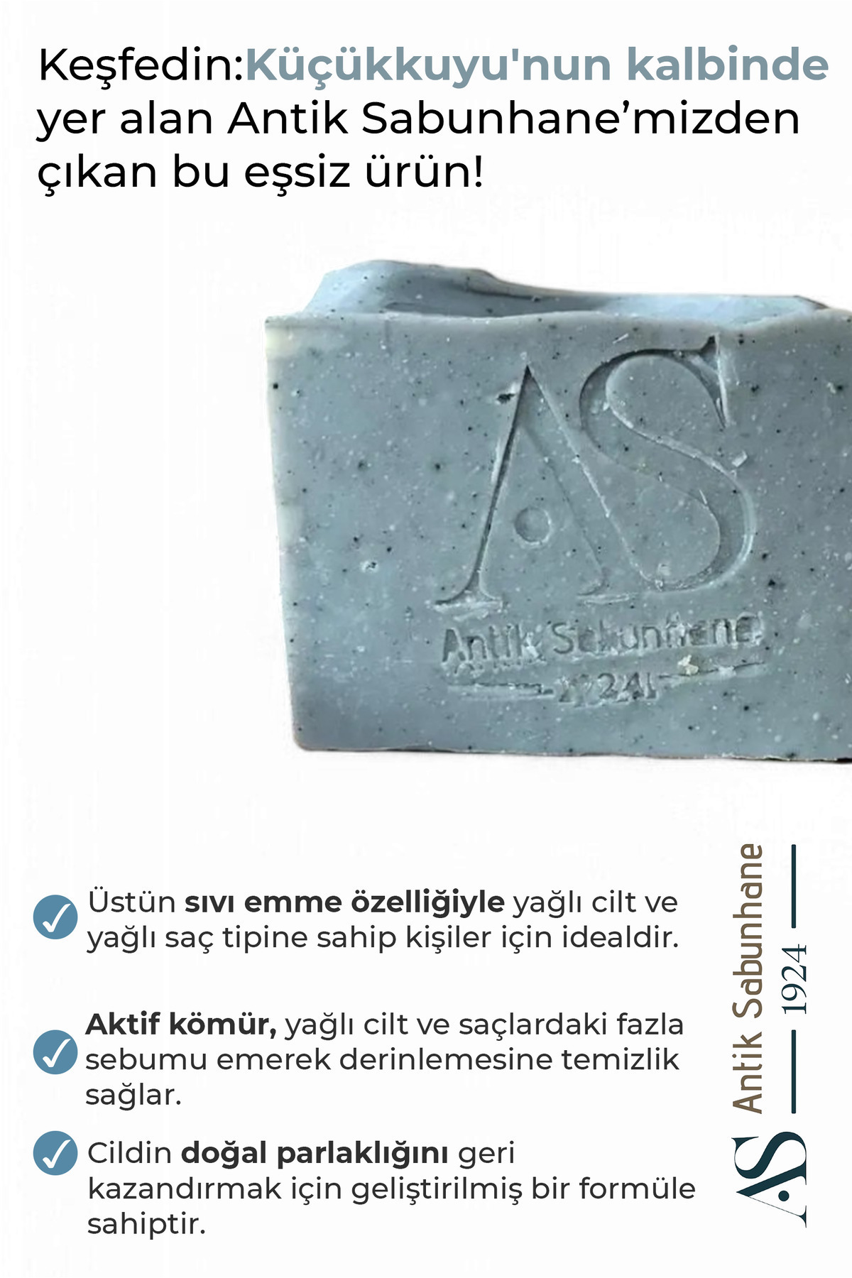 Doğal Aktif Kömür Zeytinyağlı Sabun — görsel 2