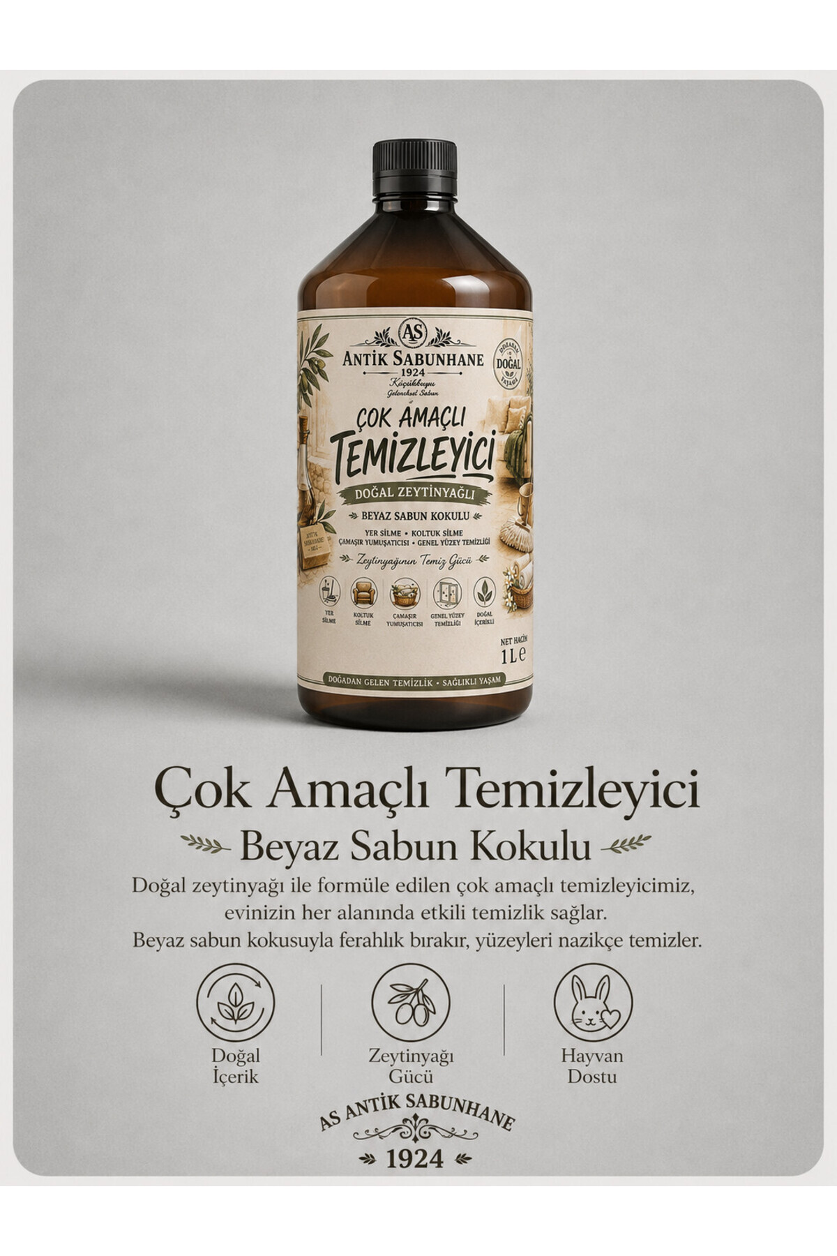 Beyaz Sabun Kokulu Bitkisel Temizleyici 1 Litre
