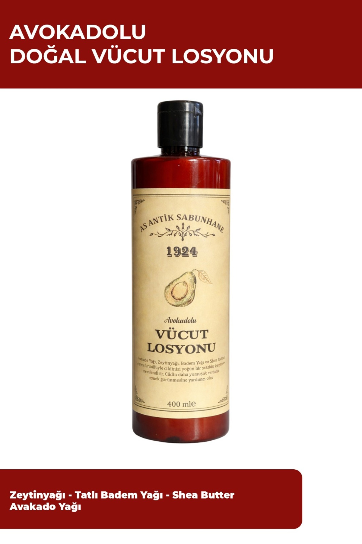 Avokado Yağlı Doğal Vücut Losyonu 400 ml