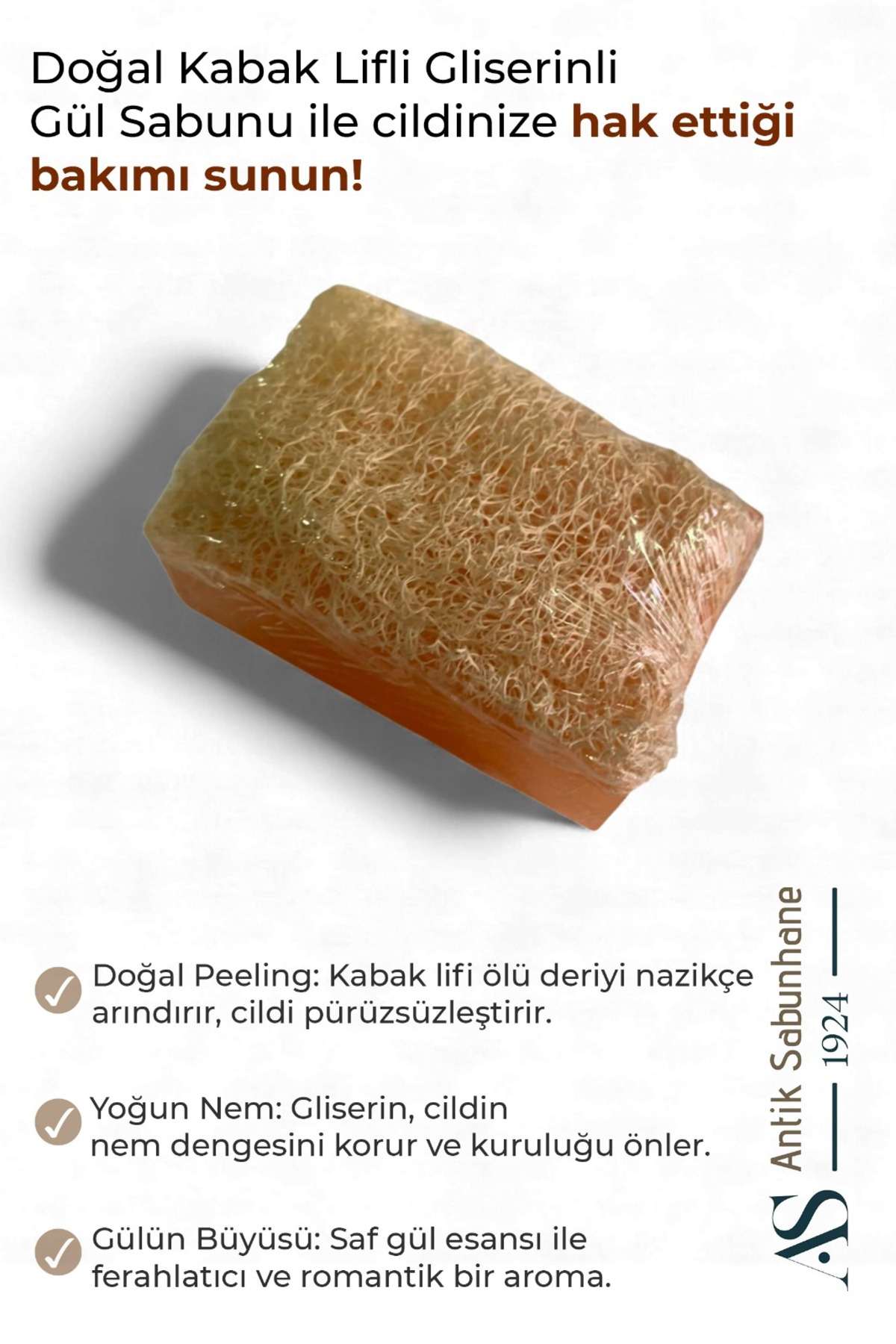 Kabak Lifli Gliserinli Gül Sabunu — görsel 3
